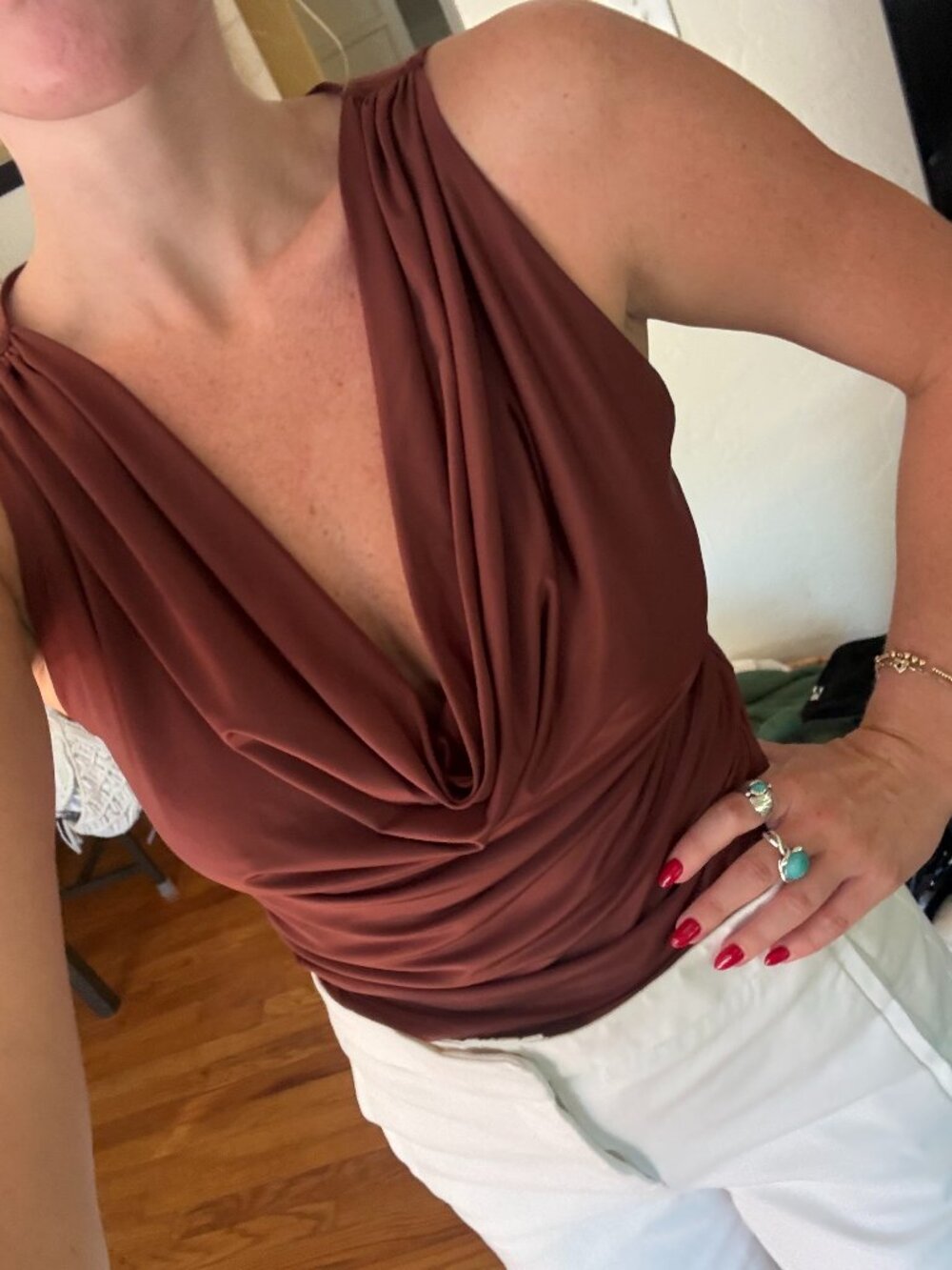 Free People Cowl Neck Sleeveless Top Stretch
